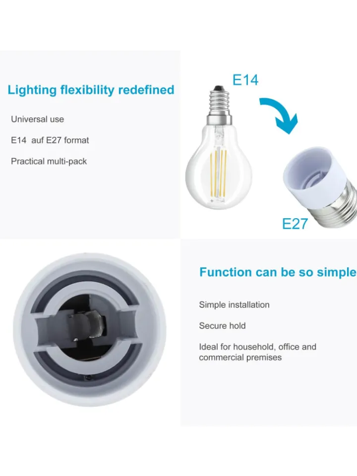Intirilife Leuchtmittel<4er Set Lampenadapter GU10 auf E14 in WEISS