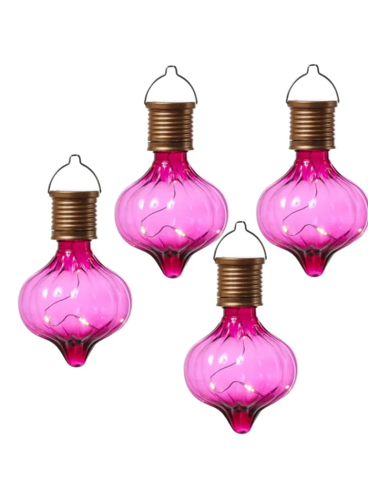 MARELIDA Außenleuchten<4er Set LED Solar Glühbirnen orient H: 11,7cm in pink