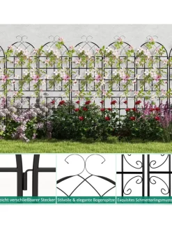 COSTWAY Pflanzen & Zubehör<2er Set Rankgitter Metall 180x50cm in Schwarz