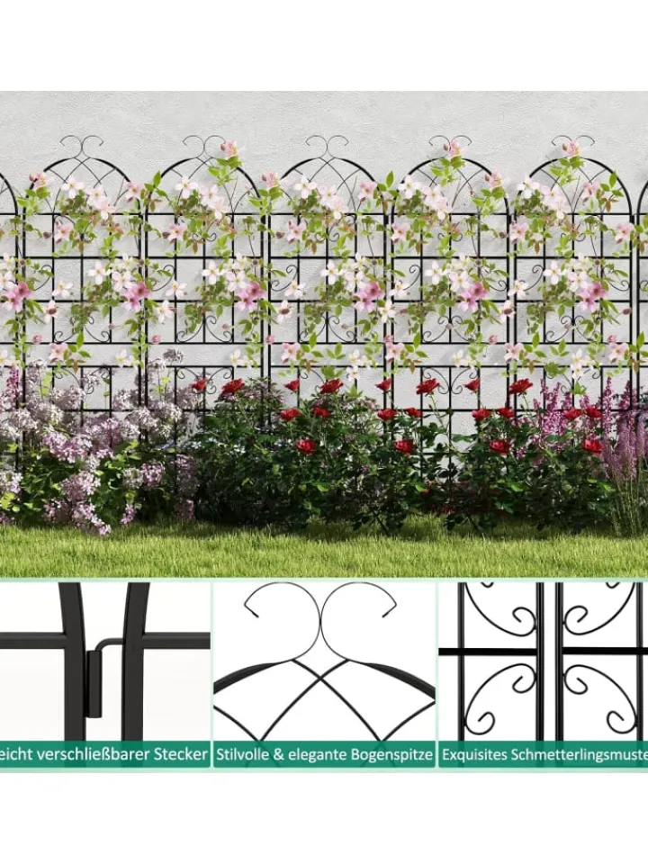 COSTWAY Pflanzen & Zubehör<2er Set Rankgitter Metall 180x50cm in Schwarz