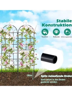COSTWAY Pflanzen & Zubehör<2er Set Rankgitter Metall 180x50cm in Schwarz