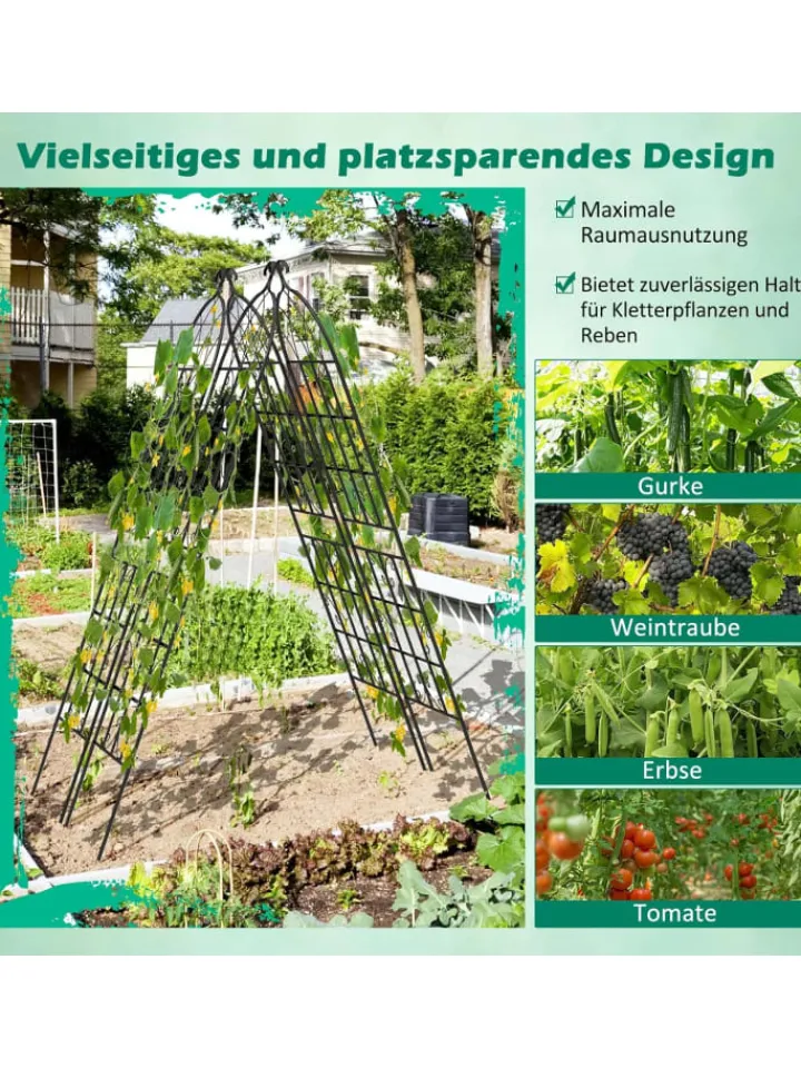 COSTWAY Pflanzen & Zubehör<2er Set Rankgitter Metall 180x50cm in Schwarz