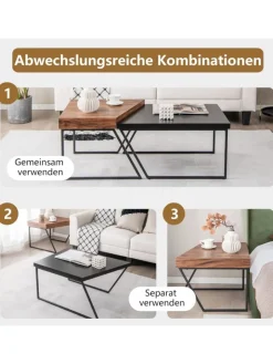 COSTWAY Tische<2er Set Satztisch in Schwarz