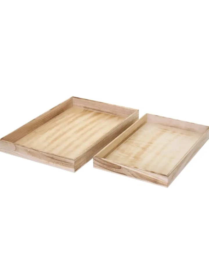 MCW Dekoschalen<2er Set Serviertablett im Shabby-Look, Naturbraun