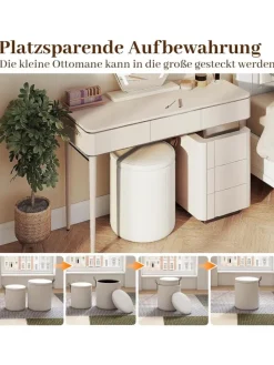 COSTWAY Sitzmöbel<2er Set Sitzhocker mit Stauraum 25L / 40L in Beige