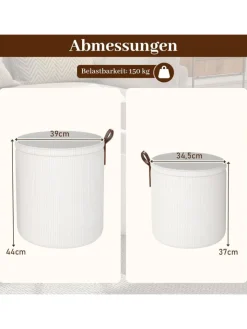COSTWAY Sitzmöbel<2er Set Sitzhocker mit Stauraum 25L / 40L in Beige