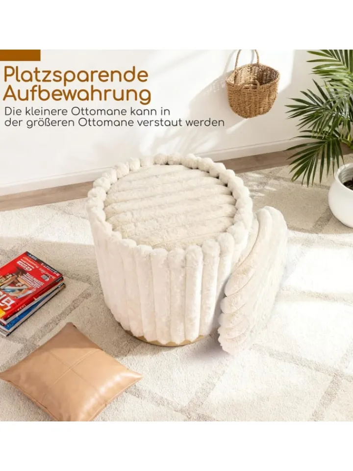 COSTWAY Sitzmöbel<2er Set Sitzhocker mit Stauraum 21L + 32L in Weiß