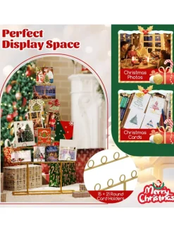 COSTWAY Künstliche Weihnachtsbäume<2er Set Weihnachtsbaum Kartenhalter 76 + 112,5 cm in Gold