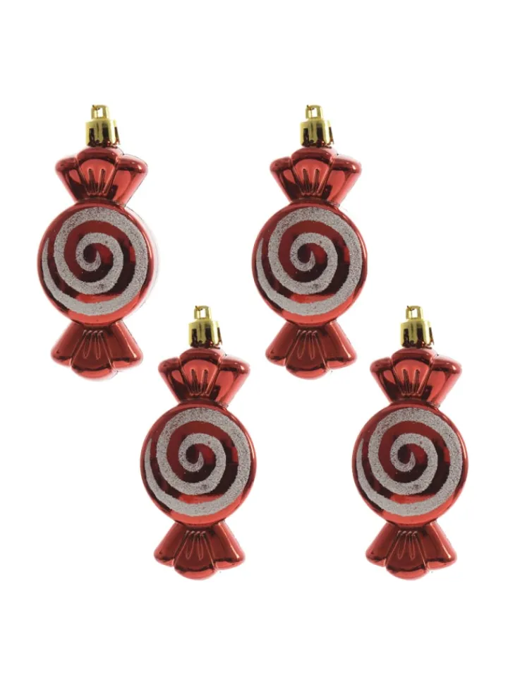 MARELIDA Weihnachtsschmuck<4er Set Weihnachtsbaumschmuck Bonbon Weihnachtsdeko H: 8cm in rot