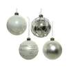 MARELIDA Weihnachtsschmuck<4er Set Weihnachtskugeln Glas D: 10cm in silber, weiß