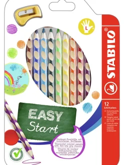 STABILO Büro- & Schulbedarf<Ergonomische Buntstifte - Linkshänder " EASYcolors" - 12 Stück+Spitzer