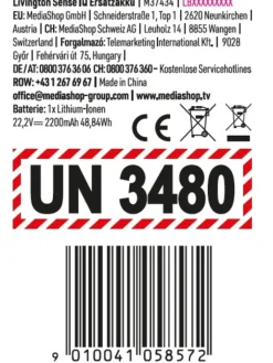 Livington Staubsauger<Ersatzakku 22,2V SenseIQ in Schwarz