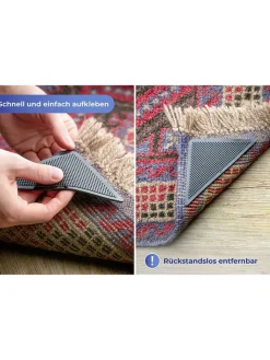 Maximex Weitere Haushaltshelfer<2er-Set: Antirutsch-Teppichecken in Schwarz - 2x 4 Stück