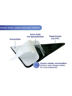 Maximex Weitere Haushaltshelfer<2er-Set: Antirutsch-Teppichecken in Schwarz - 2x 4 Stück