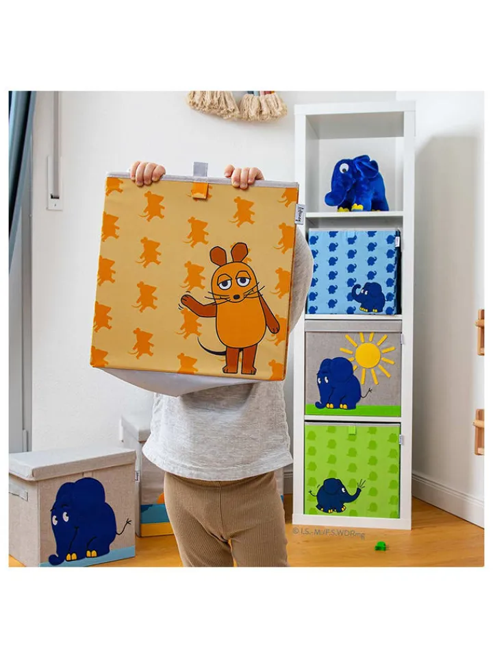 Lifeney Kisten & Körbe<2er-Set: Aufbewahrungsboxen "Maus" in Grün/ Orange - (B)33 x (H)33 x (T)33 cm