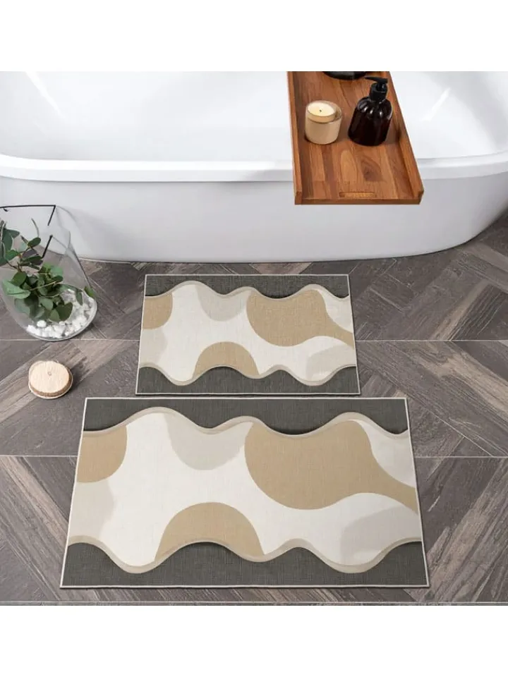 Mijolnir Badtextilien<2er-Set: Badvorleger in Beige/ Grau/ Weiß