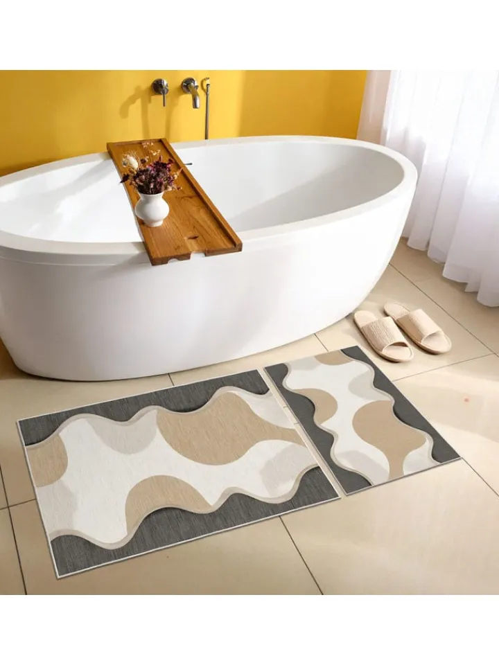 Mijolnir Badtextilien<2er-Set: Badvorleger in Beige/ Grau/ Weiß