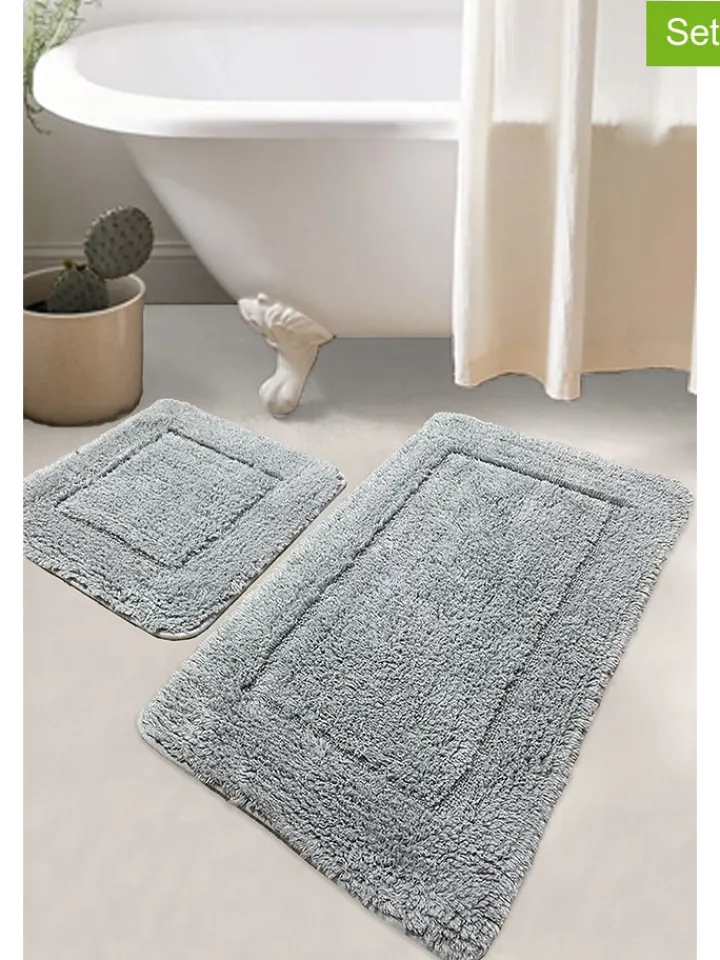 Colourful Cotton Badtextilien|Badtextilien<2er-Set: Badvorleger "Wolle" in Hellgrau