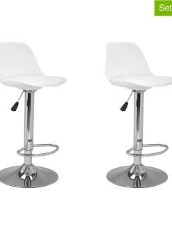 IDOMYA Factory Sitzmöbel<2er-Set: Barhocker "Karl" in Weiß/ Silber - (B)42 x (H)104 x (T)39 cm