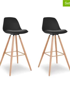 IDOMYA Factory Sitzmöbel<2er-Set: Barhocker "Oslo" in Schwarz - (B)38,5 x (H)93 x (T)38,5 cm