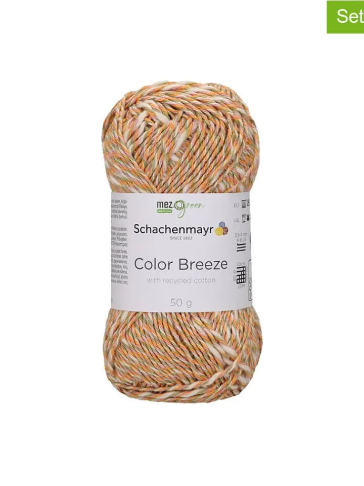 Schachenmayr since 1822 Kreativbedarf & Do-It-Yourself<10er-Set: Baumwollgarne ''Color Breeze'' in Orange/ Beige/ Grün - 10x 50 g