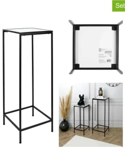 Rétro Chic Tische<2er-Set: Beistelltische "Felicity" in Schwarz/ Weiß - (B)34 x (H)90 x (T)34 cm