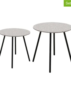 Rétro Chic Tische<2er-Set: Beistelltische in Grau/ Schwarz