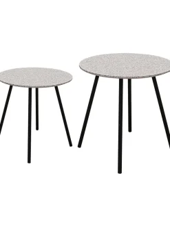 Rétro Chic Tische<2er-Set: Beistelltische in Grau/ Schwarz