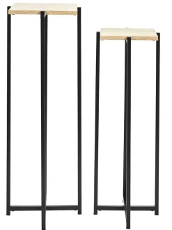 Rétro Chic Tische<2er-Set: Beistelltische in Schwarz/ Natur