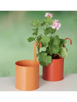 Boltze Kerzen, Vasen & Mehr<2er-Set: Übertöpfe "Riana" in Rot/ Orange - (H)28 Ø 16 cm