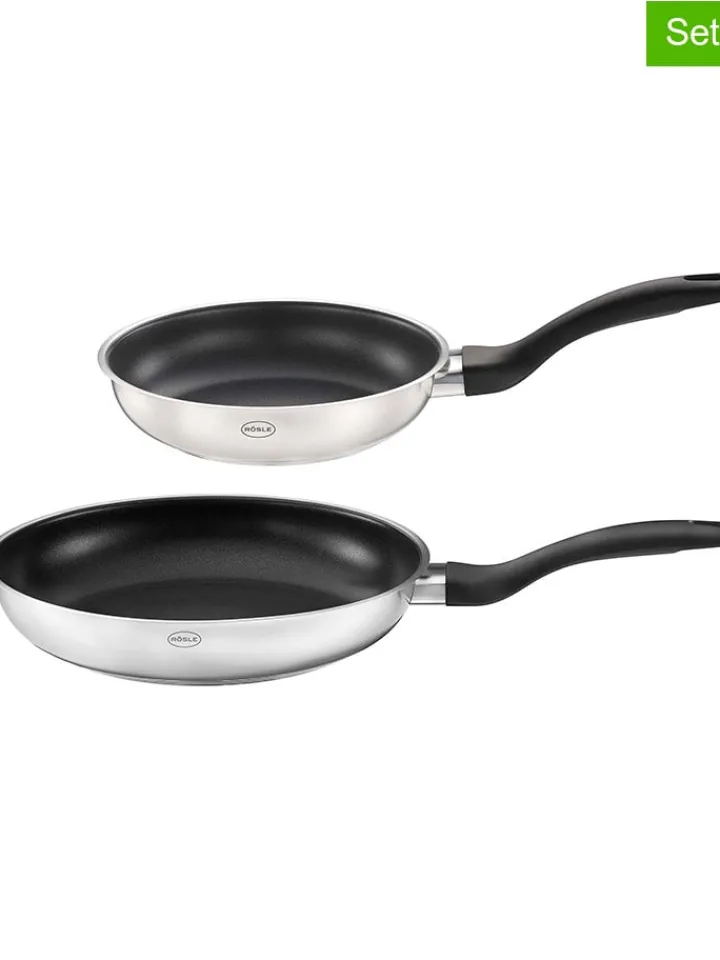 Rösle Kochgeschirr<2er-Set: Bratpfannen "Basic Line" in Silber/ Schwarz