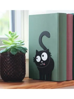 moses. Wohndekoration<2er-Set: Buchstützen ''Ed, the Cat'' in Schwarz - (B)10 x (H)16 x (T)10 cm