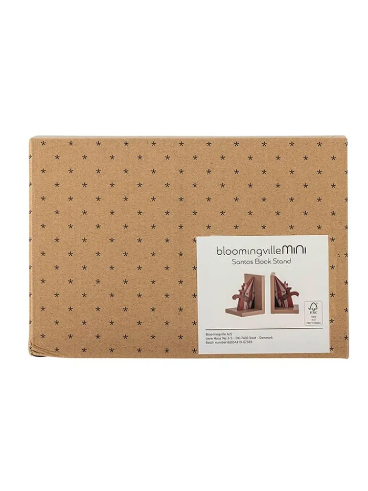 Bloomingville mini Kindermöbel<2er-Set: Buchstützen "Santos" in Natur/ Rot - (L)11 x (B)15 x (H)22 cm
