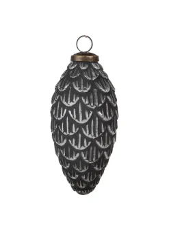Clayre & Eef Weihnachtsschmuck<4er-Set: Christbaumkugeln in Grau/ Silber - (H)15 x Ø 8 cm