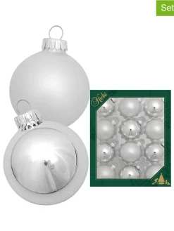 Krebs Glas Lauscha Weihnachtsschmuck<12er-Set: Christbaumkugeln in Silber - Ø 5 cm