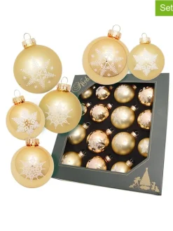Krebs Glas Lauscha Weihnachtsschmuck<16er-Set: Christbaumkugeln in Gold