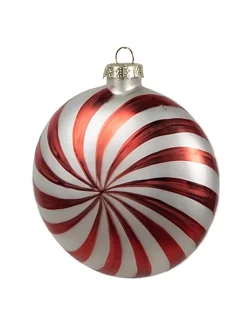 Clayre & Eef Weihnachtsschmuck<2er-Set: Christbaumkugeln in Rot/ Silber - Ø 10 cm