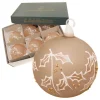 Krebs Glas Lauscha Weihnachtsschmuck<6er-Set: Christbaumkugeln "Stechpalme" in Hellbraun - Ø 8 cm