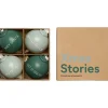 Design Letters Weihnachtsschmuck<4er-Set: Christbaumkugeln ''XMAS Stories'' in Grün - Ø 6 cm