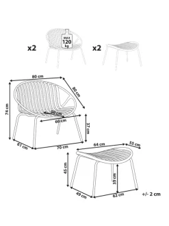 Beliani Gartenmöbel<4er-Set Cocktailsessel CASPERIA in Grün
