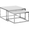 Beliani Tische<2er-Set Couchtisch BREA in Weiß/Silber