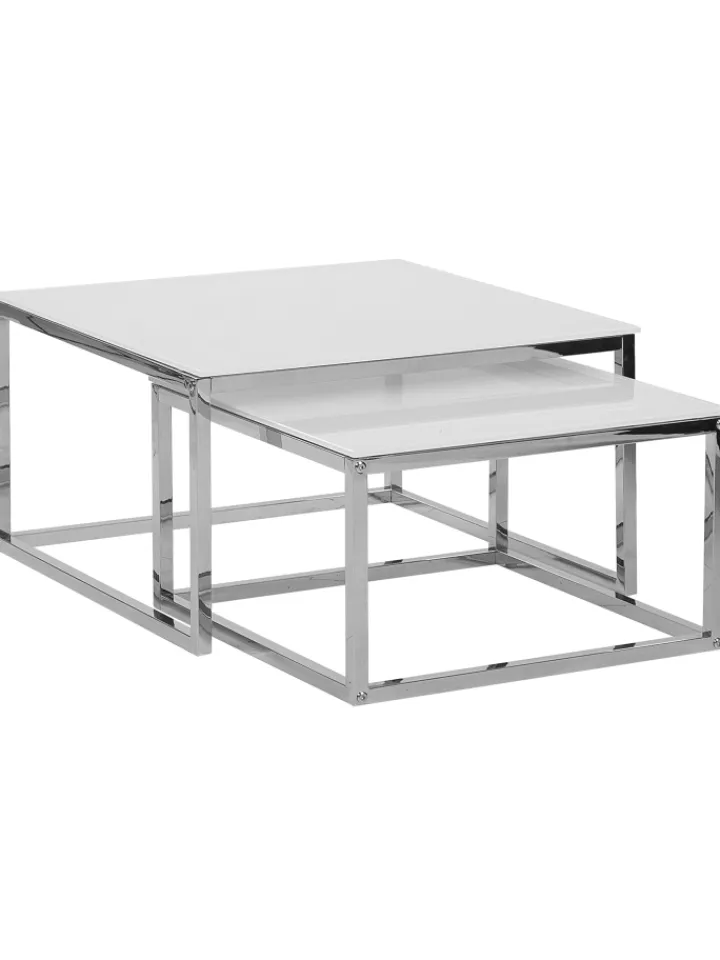 Beliani Tische<2er-Set Couchtisch BREA in Weiß/Silber