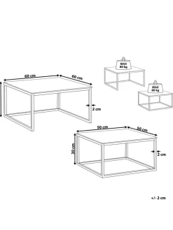 Beliani Tische<2er-Set Couchtisch BREA in Weiß/Silber
