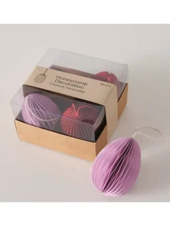 Boltze Wohndekoration<4er-Set: Dekoanhänger "Eggo" in Lila/ Bordeaux - (H)8 cm