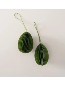 Boltze Wohndekoration<4er-Set: Dekoanhänger "Eggo" in Creme/ Grün - (H)8 cm