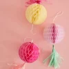 Rice Wohndekoration<3er-Set: Dekoanhänger in Pink/ Gelb - Ø 10 cm