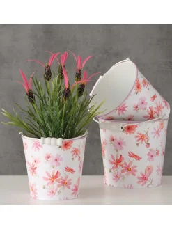 Boltze Pflanzen & Zubehör<3er-Set: Dekoeimer "Rosella" in Weiß/ Rosa