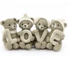 SiL Interiors Dekofiguren & -Objekte<2er-Set: Dekofiguren "Bears Love" in Hellbraun - (B)15,5 x (H)7,5 x (T)5 cm