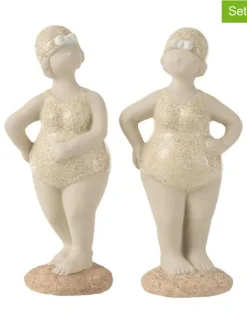 J Line Dekofiguren & -Objekte<2er-Set: Dekofiguren "Frau" in Beige - (H)25 cm