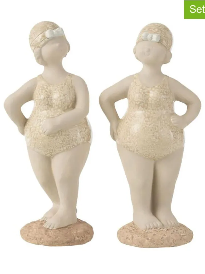 J Line Dekofiguren & -Objekte<2er-Set: Dekofiguren "Frau" in Beige - (H)25 cm